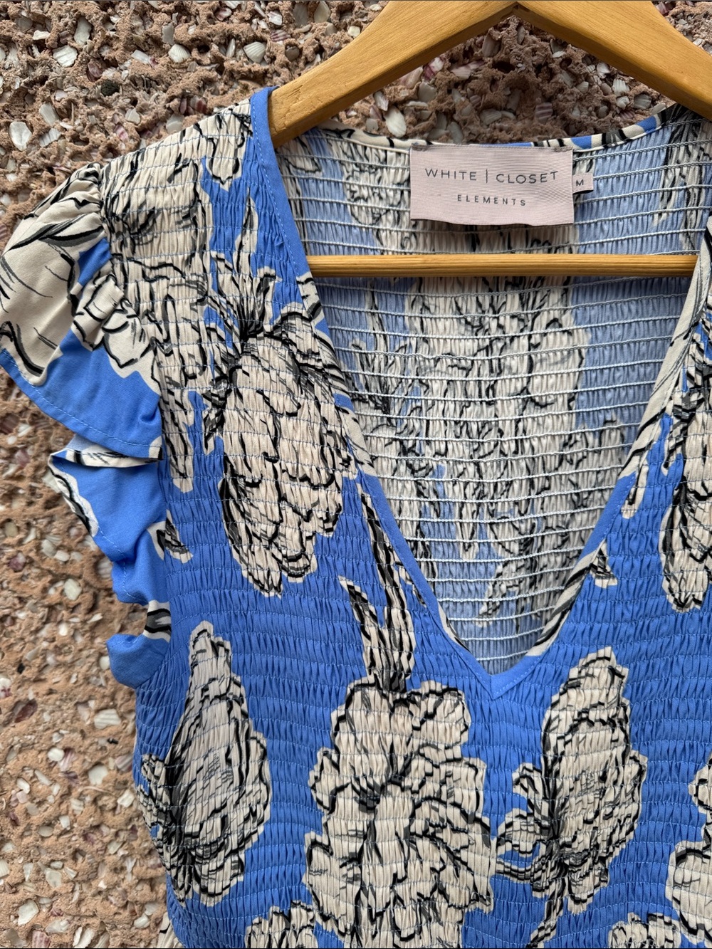 Blue Floral Smocked Flowy Dress NWT